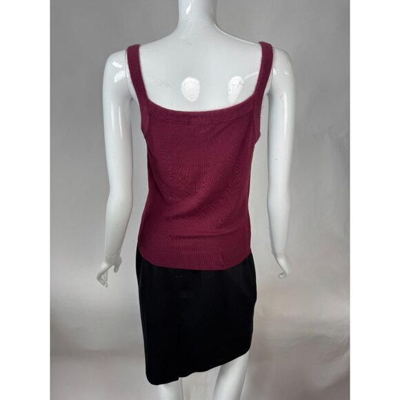 Vintage Fredini Burgundy Knit Tank Top With Angora/Wool Blend Square Neckline Sl - Picture 13 of 16